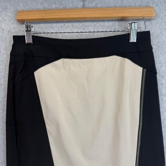Renuar Womens Black Cream Colorblock Pencil Skirt‎ Classic Knee Length Size 2 - Picture 5 of 14